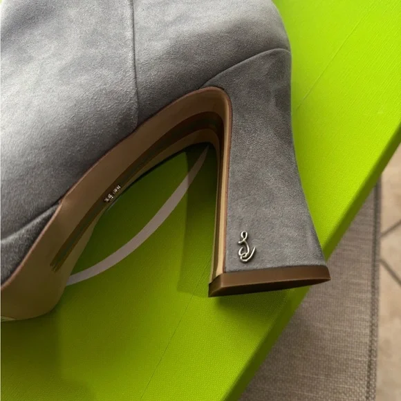 Sam Edelman‎ Jaye River Rock Heel Booties Gray Suede Ankle Boots - Picture 3 of 5